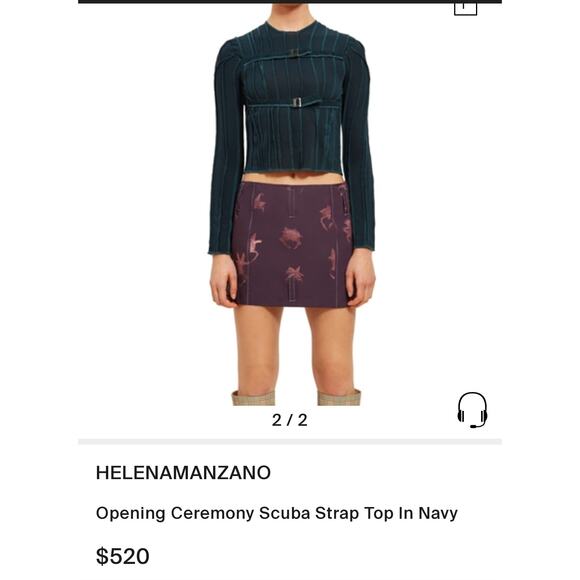 Helena Manzano Top Opening Ceremony Scuba Strap Blouse Crop Blue FW19 $520 Med - Picture 6 of 6